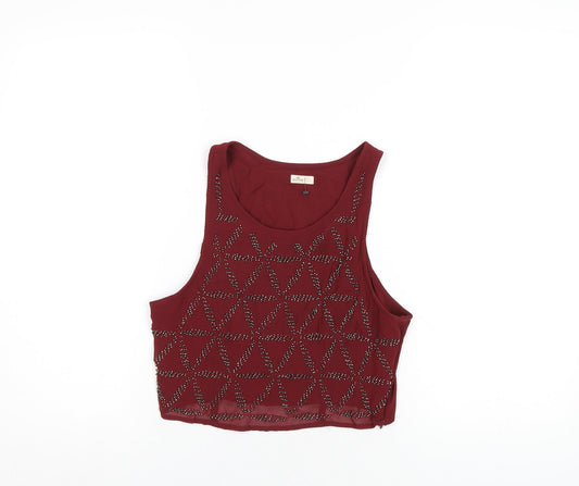 Womens UK Size S Hollister Red Cropped Tank