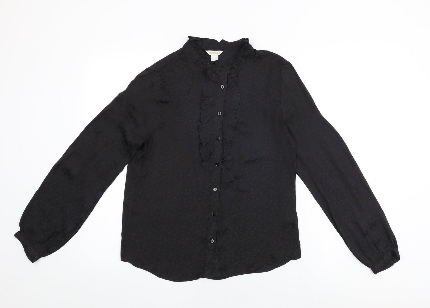 Womens UK Size 8 Monsoon Black Basic Button-Up