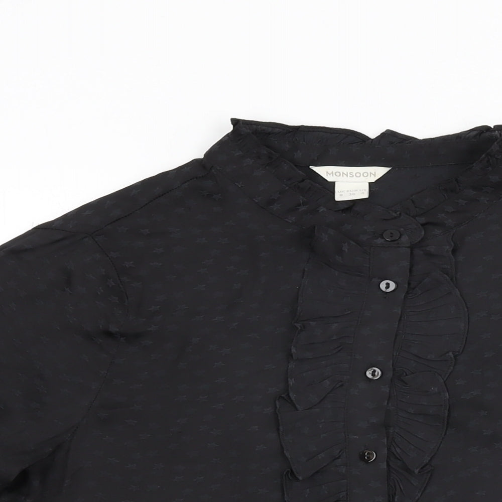 Womens UK Size 8 Monsoon Black Basic Button-Up