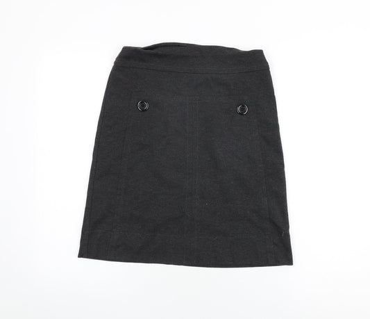 Marks and Spencer Womens Grey Polyester A-Line Skirt Size 8