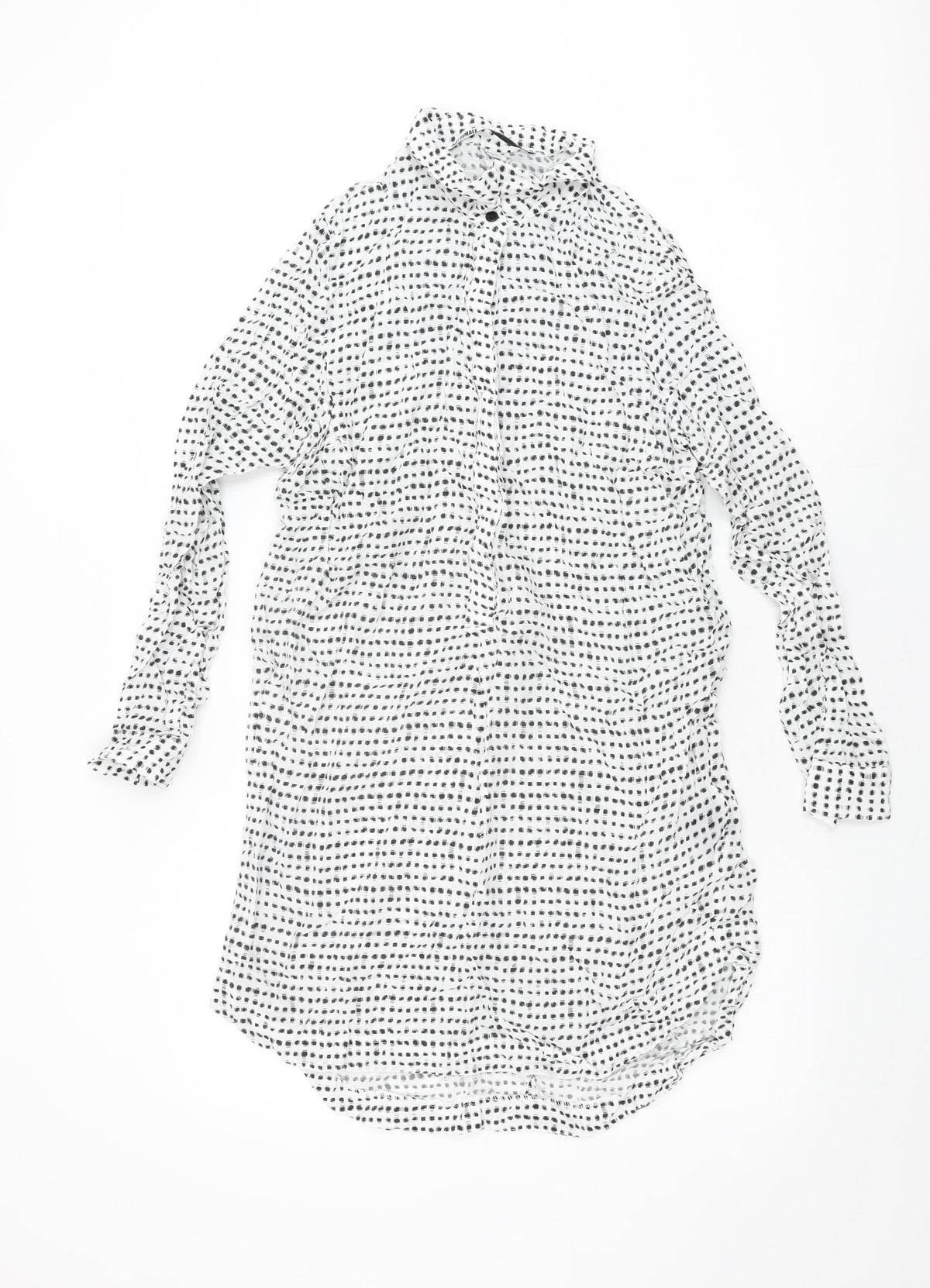 Just Female Womens White Geometric Cupro Shift Size M Collared Button