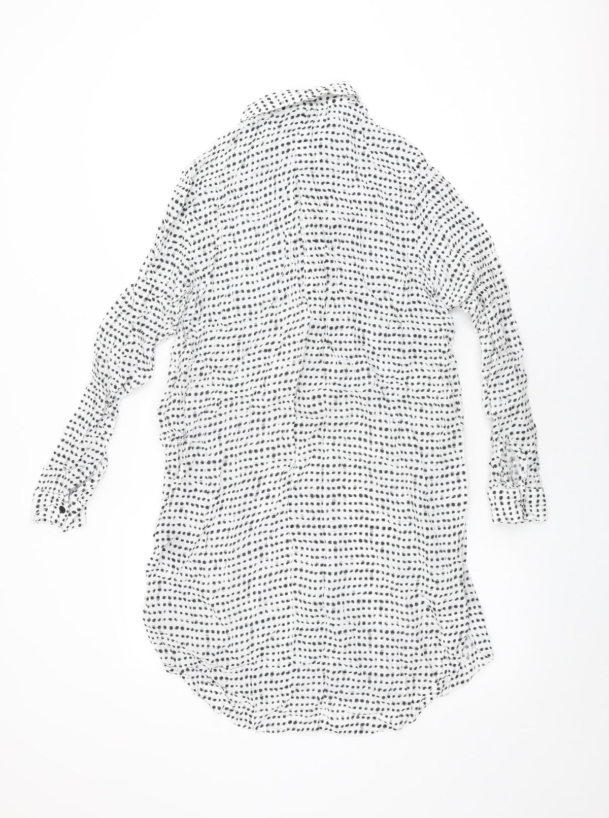 Just Female Womens White Geometric Cupro Shift Size M Collared Button