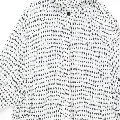 Just Female Womens White Geometric Cupro Shift Size M Collared Button