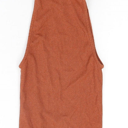 New Look Womens Brown Viscose Bodysuit One-Piece Size 8 Snap