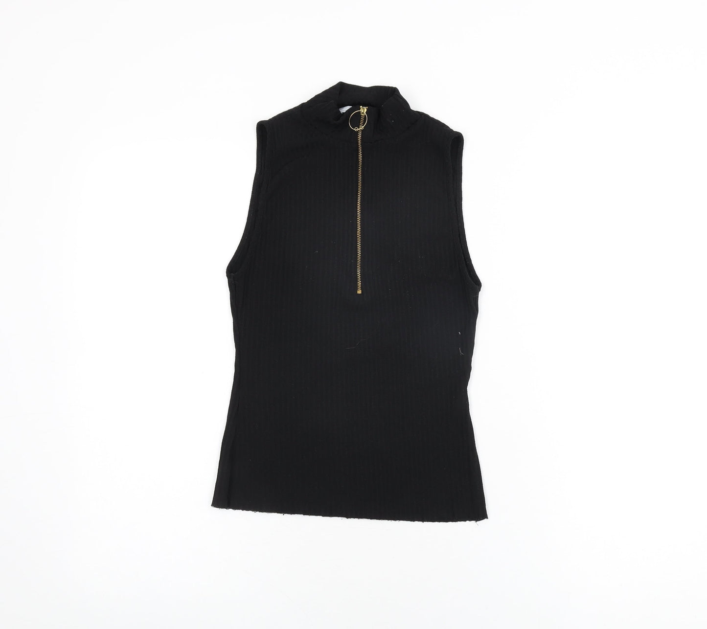 Womens UK Size S Zara Black Basic T-Shirt