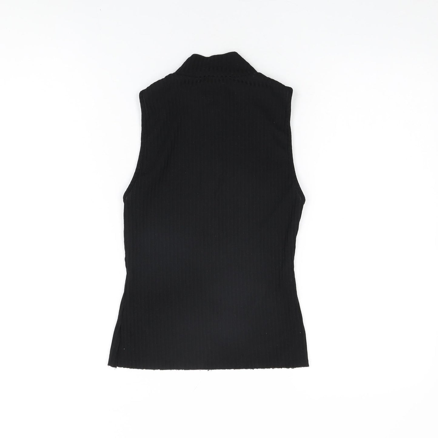 Womens UK Size S Zara Black Basic T-Shirt