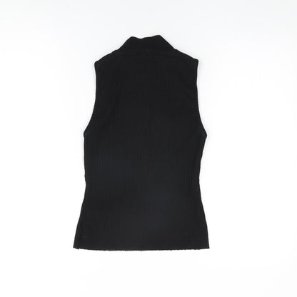 Womens UK Size S Zara Black Basic T-Shirt
