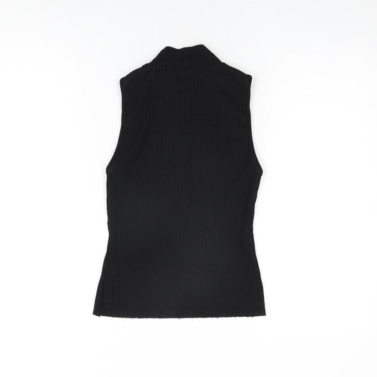 Womens UK Size S Zara Black Basic T-Shirt