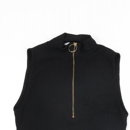 Womens UK Size S Zara Black Basic T-Shirt