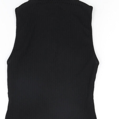 Womens UK Size S Zara Black Basic T-Shirt