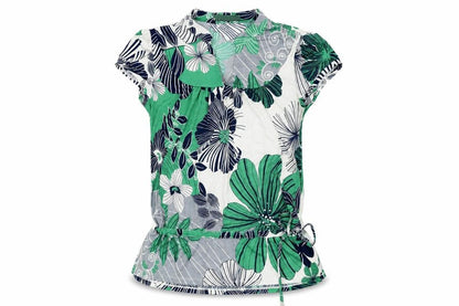Gil Womens Grey Floral Polyester Basic T-Shirt Size S V-Neck