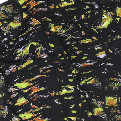 Mia Moda Womens Black Geometric Polyester Basic T-Shirt Size 14 Round Neck