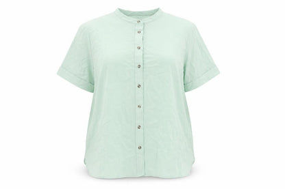 Marks & Spencer Womens Green Polyester Basic Button-Up Size 18 Round Neck