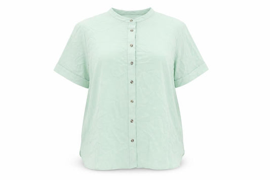 Marks & Spencer Womens Green Polyester Basic Button-Up Size 18 Round Neck