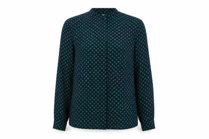 Koret Womens Blue Polka Dot Polyester Basic Button-Up Size 14 Round Neck