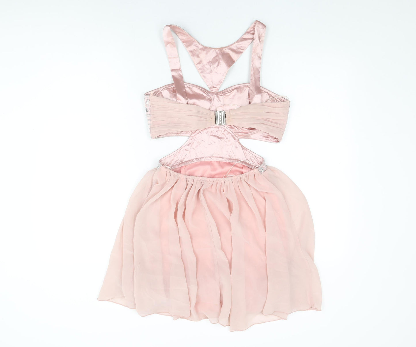COTTON CLUB Womens Pink Geometric Polyester Skater Dress Size 10 Halter Hook & Eye