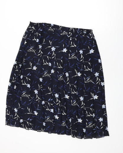 Design Essentials Womens Blue Floral Polyester Swing Skirt Size 20