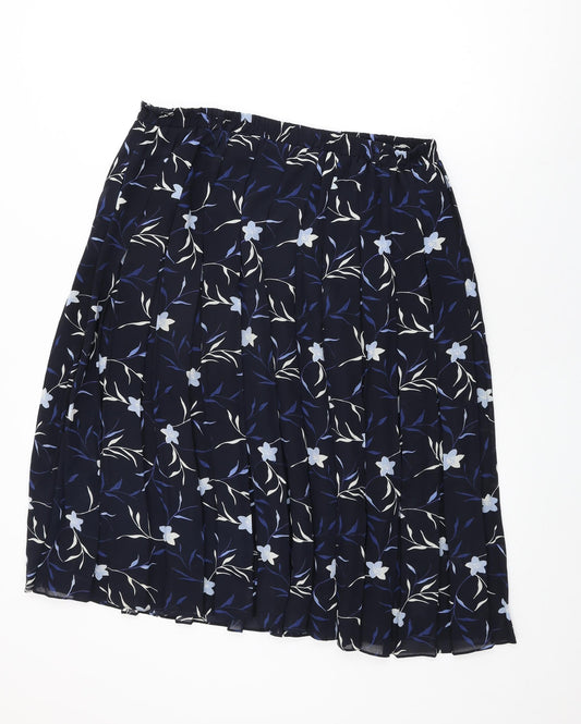 Design Essentials Womens Blue Floral Polyester Swing Skirt Size 20