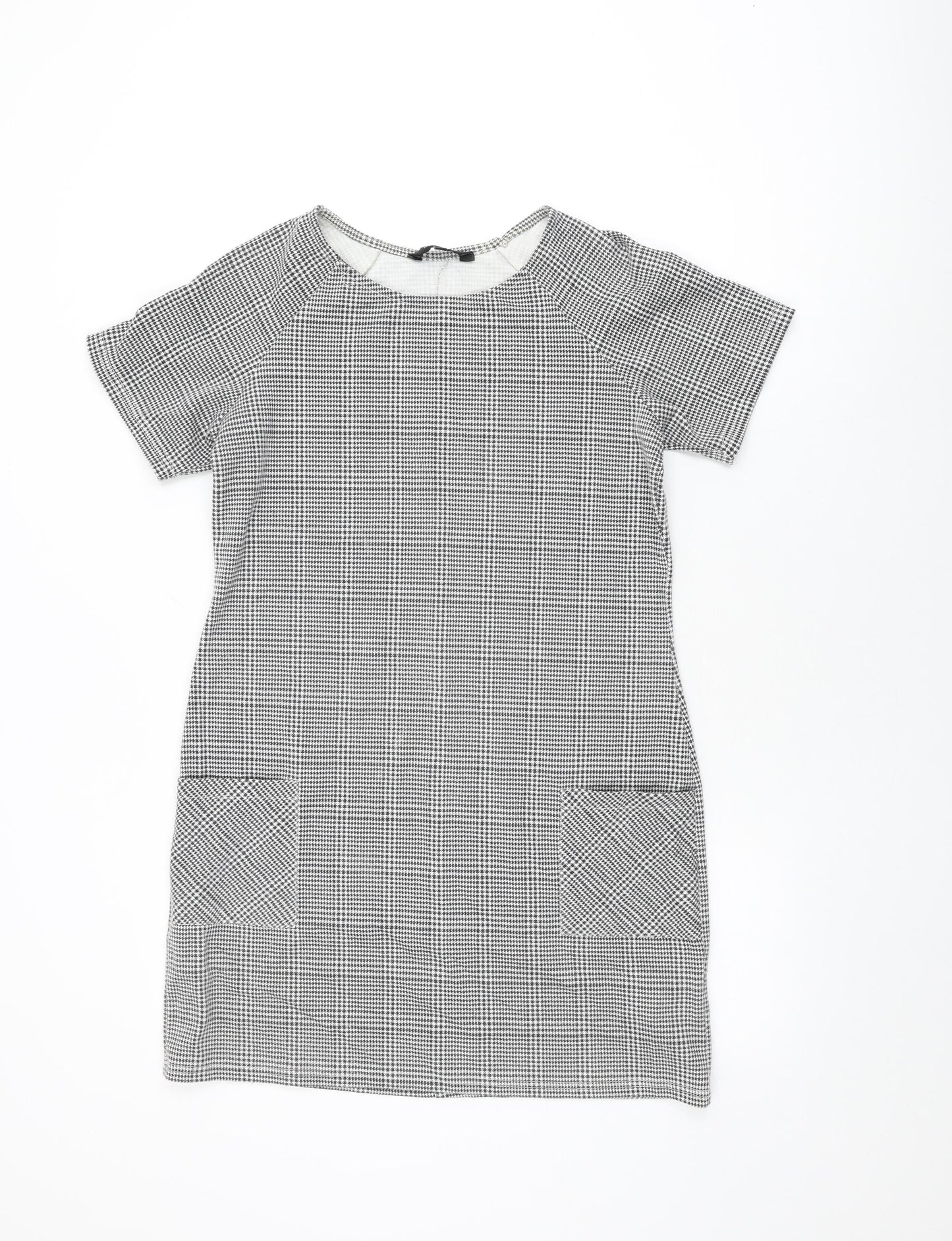 New Look Womens Grey Houndstooth Polyester Shift Size 12 Round Neck Pullover