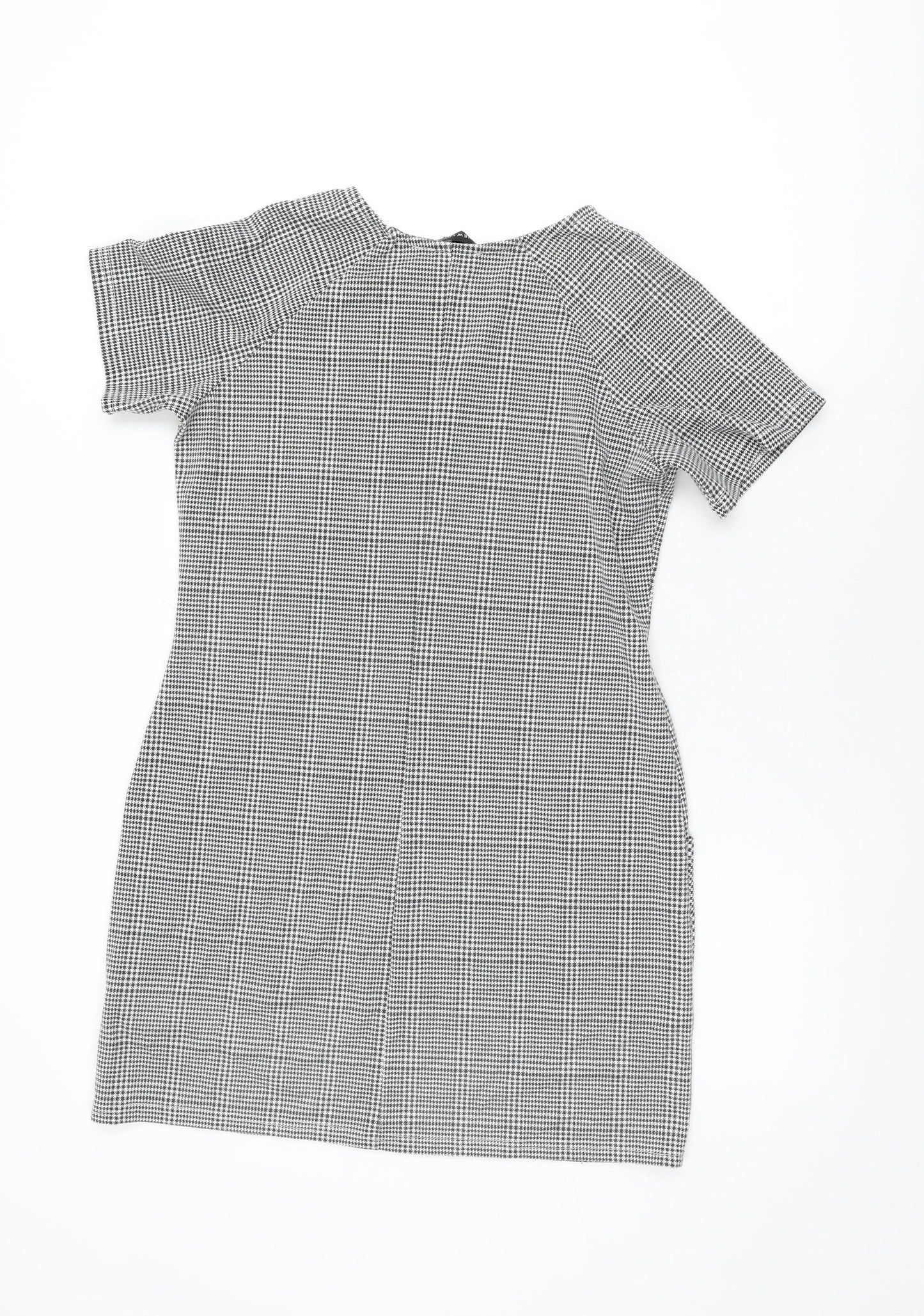 New Look Womens Grey Houndstooth Polyester Shift Size 12 Round Neck Pullover