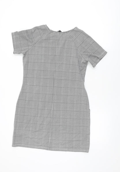 New Look Womens Grey Houndstooth Polyester Shift Size 12 Round Neck Pullover
