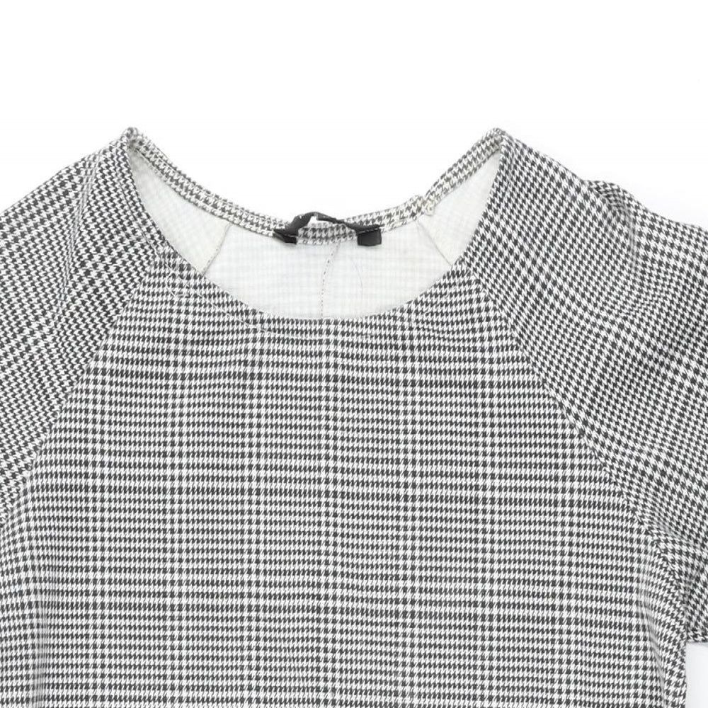New Look Womens Grey Houndstooth Polyester Shift Size 12 Round Neck Pullover