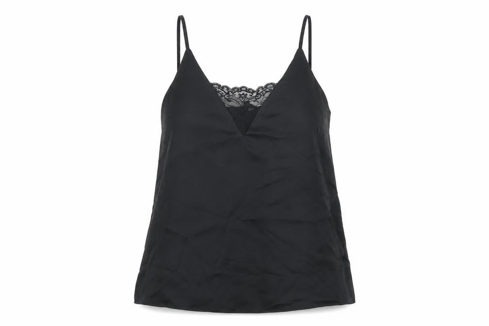 River Island Womens Black Polyester Camisole T-Shirt Size 8 V-Neck