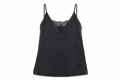 River Island Womens Black Polyester Camisole T-Shirt Size 8 V-Neck