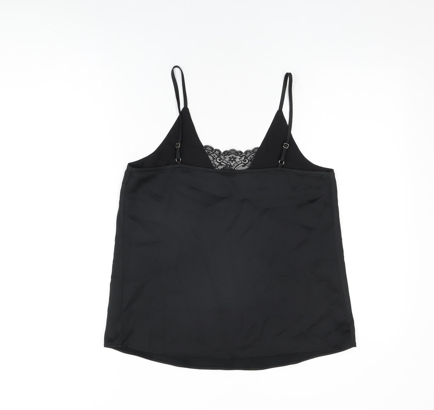 River Island Womens Black Polyester Camisole T-Shirt Size 8 V-Neck