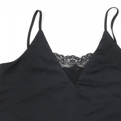 River Island Womens Black Polyester Camisole T-Shirt Size 8 V-Neck