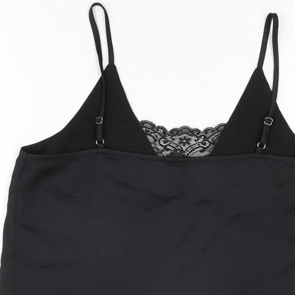 River Island Womens Black Polyester Camisole T-Shirt Size 8 V-Neck