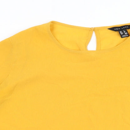 Womens UK Size 8 New Look Yellow Basic Blouse
