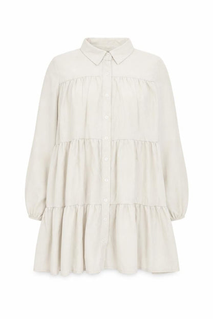 Boohoo Womens Beige Polyester Shift Size 14 Collared Button