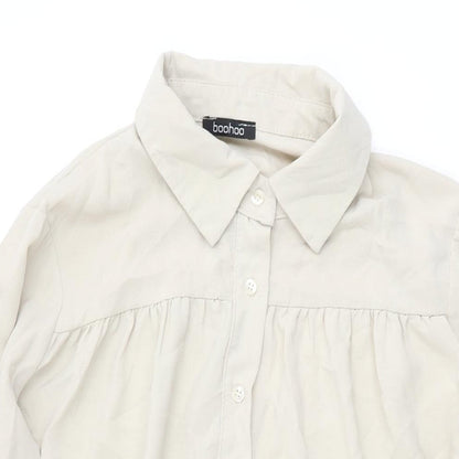 Boohoo Womens Beige Polyester Shift Size 14 Collared Button