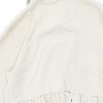 Boohoo Womens Beige Polyester Shift Size 14 Collared Button