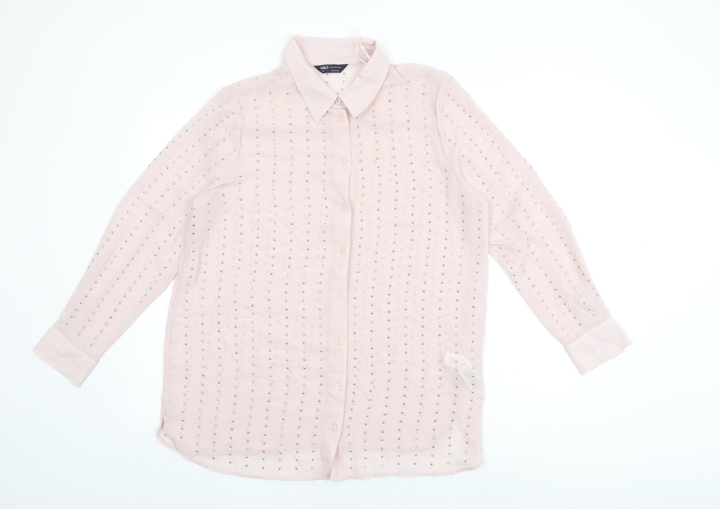 Womens UK Size 14 Marks and Spencer Pink Basic Button-Up