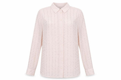 Marks & Spencer Womens Pink Geometric Polyester Basic Button-Up Size 14 Collared