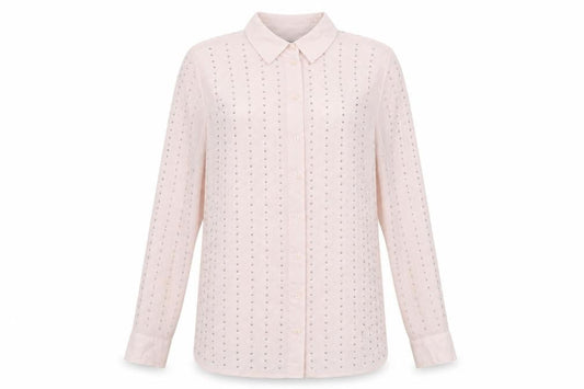 Marks & Spencer Womens Pink Geometric Polyester Basic Button-Up Size 14 Collared