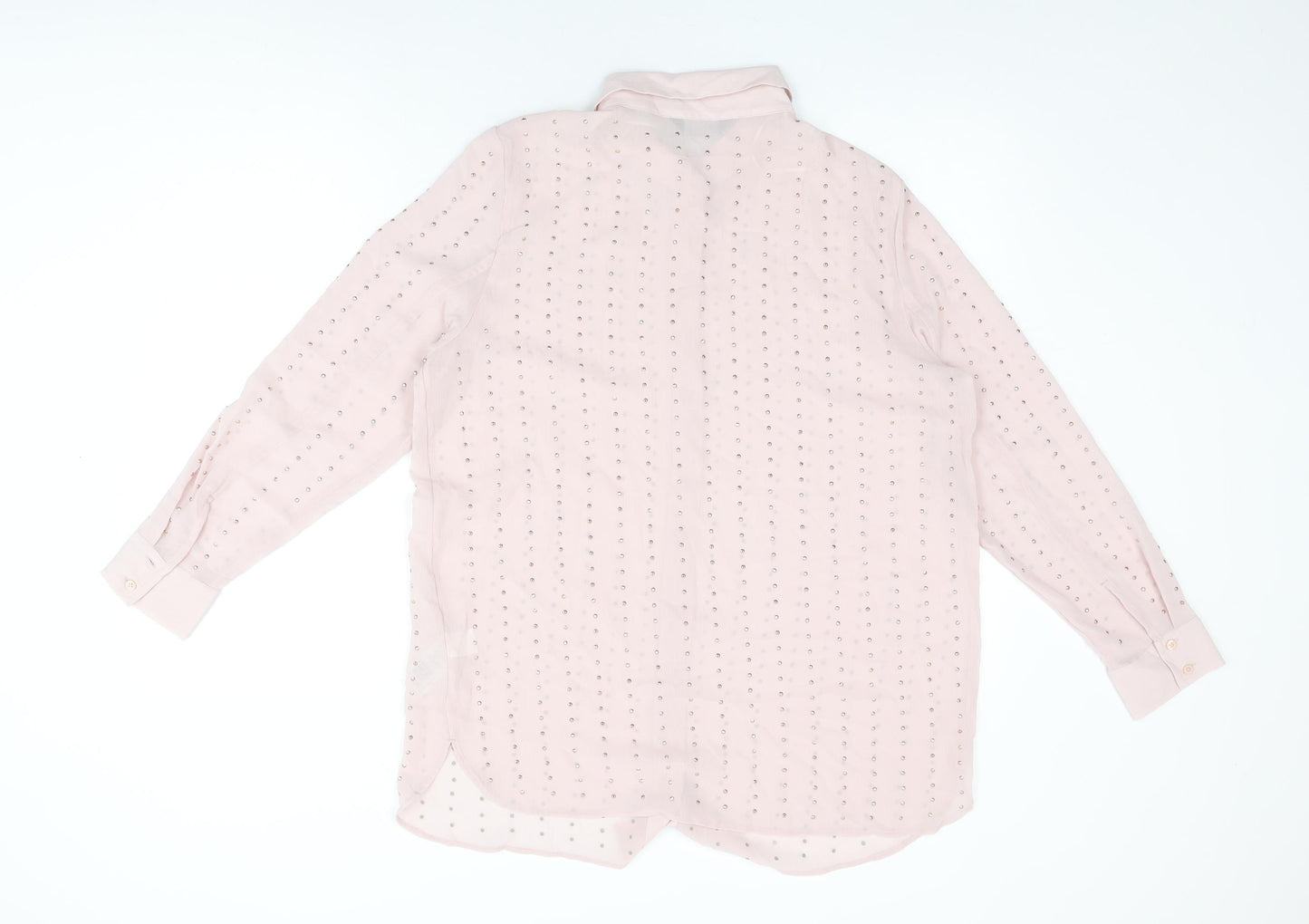 Womens UK Size 14 Marks and Spencer Pink Basic Button-Up