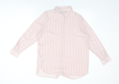 Womens UK Size 14 Marks and Spencer Pink Basic Button-Up