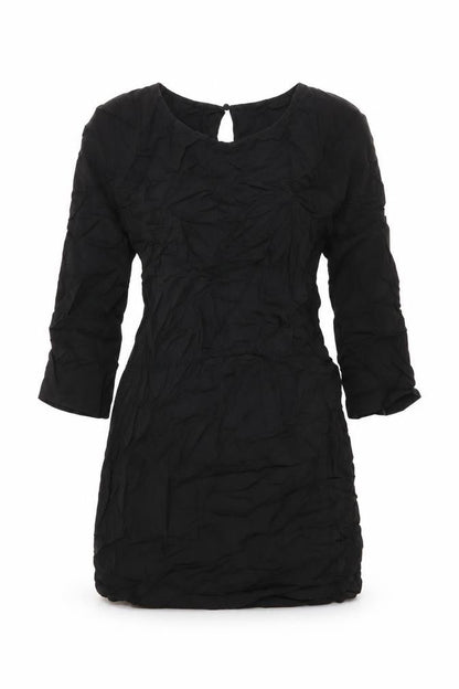 H&M Womens Black Viscose Mini Size 8 Round Neck Button