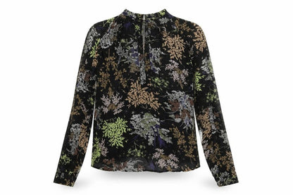 Next Womens Black Floral Viscose Basic Blouse Size 10 Round Neck