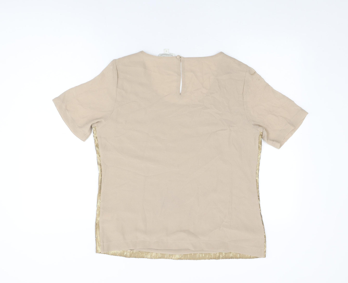 Womens UK Size M Monsoon Beige Basic T-Shirt