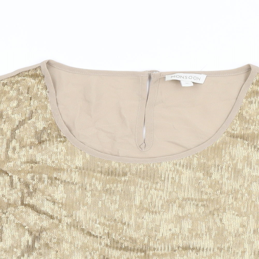 Womens UK Size M Monsoon Beige Basic T-Shirt