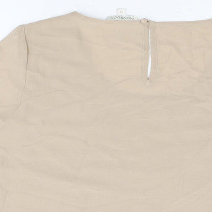 Womens UK Size M Monsoon Beige Basic T-Shirt