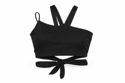 Monki Womens Black Polyester Cropped T-Shirt Size 2XL V-Neck