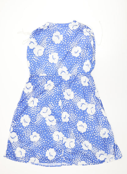 C&A Womens Blue Floral Polyester Shift Size 18 V-Neck Pullover