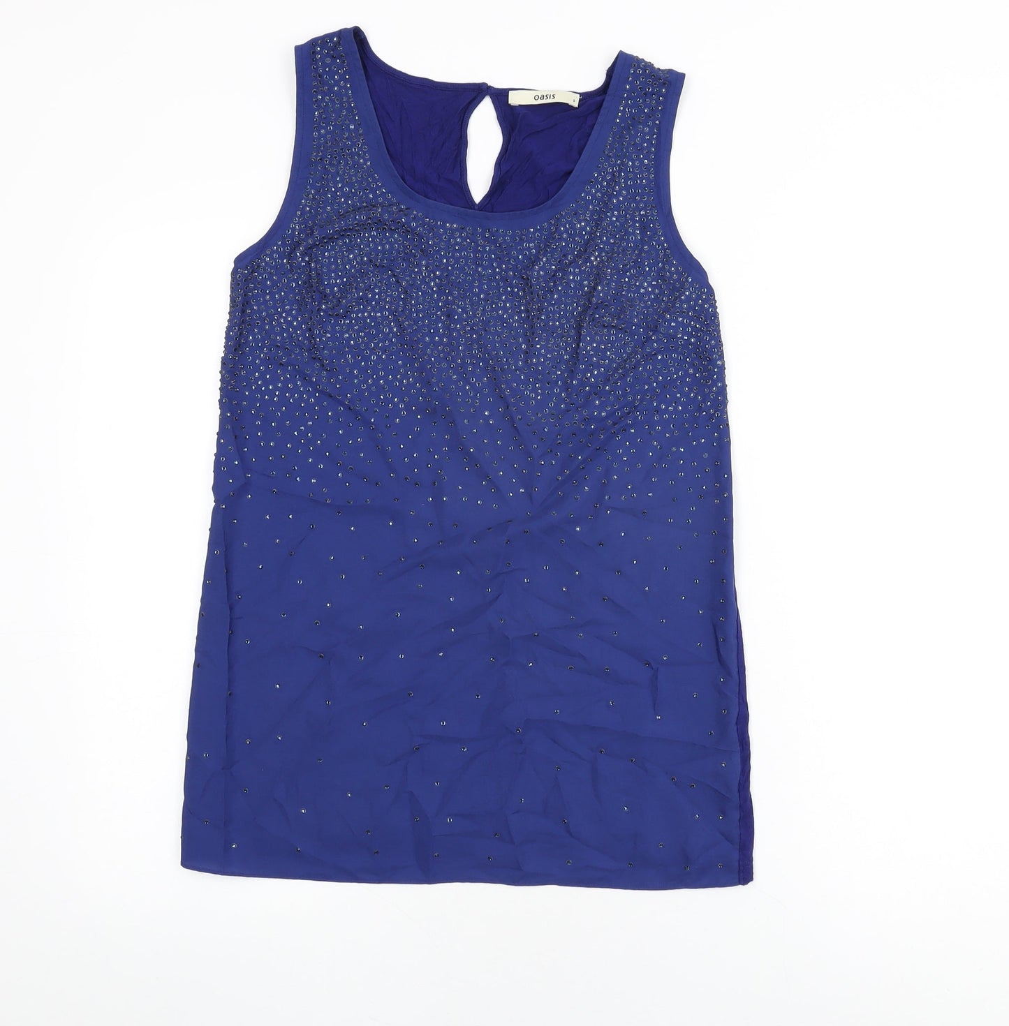Womens UK Size S Oasis Blue Basic Tank