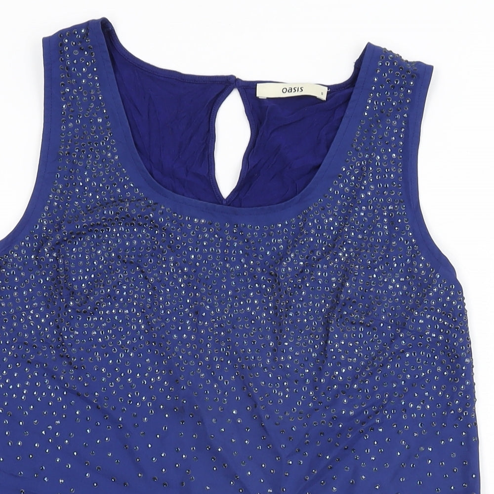 Womens UK Size S Oasis Blue Basic Tank
