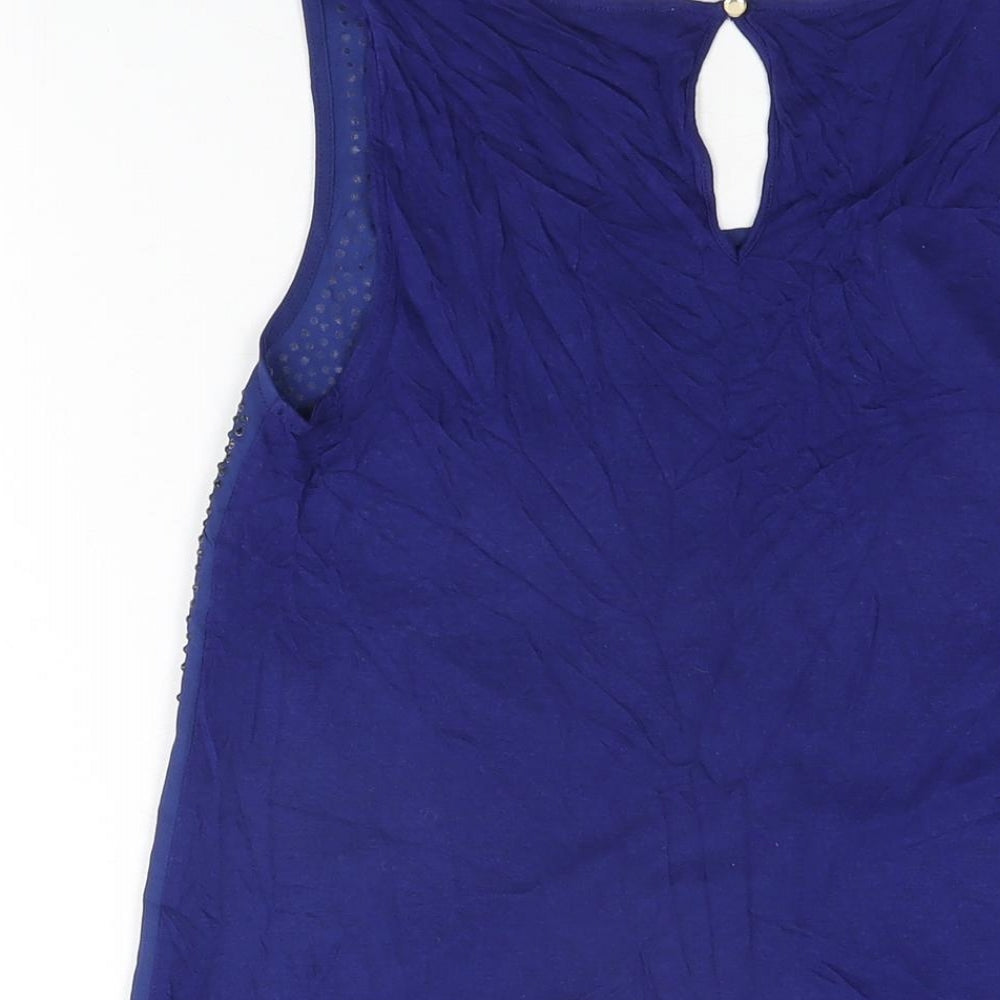 Womens UK Size S Oasis Blue Basic Tank
